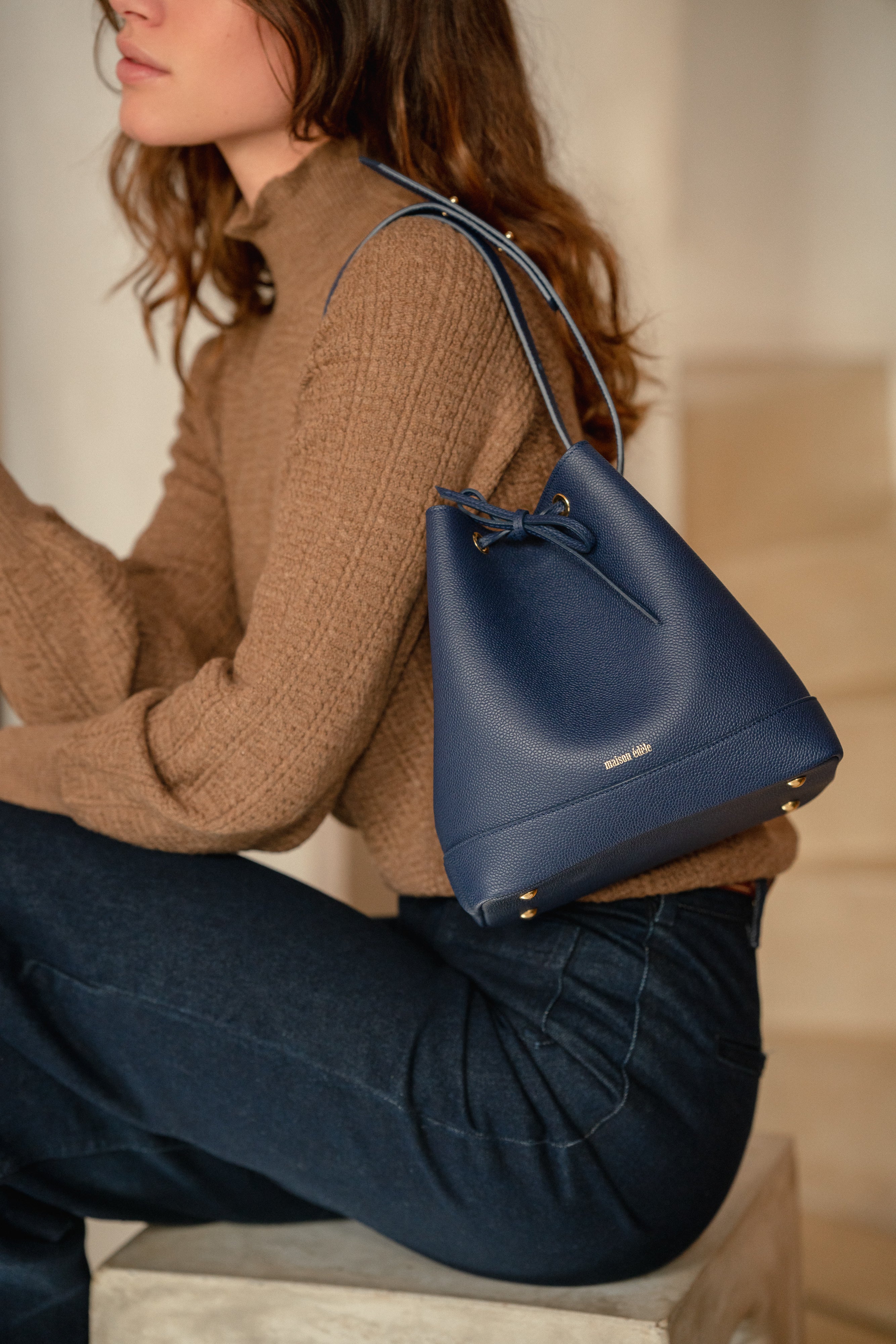 Cléome Bandoulière Fixe, Bleu Marine