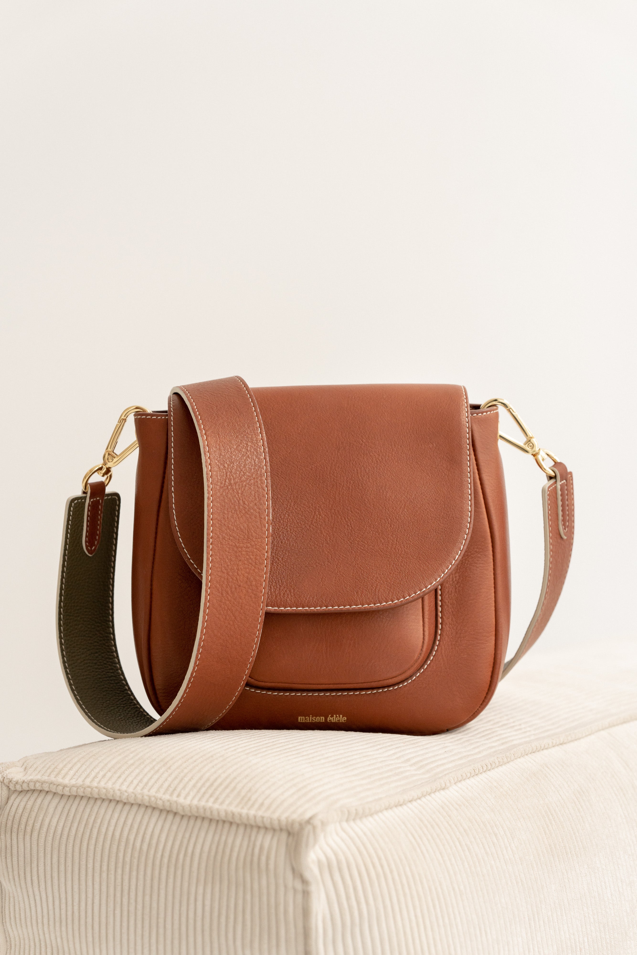 Édèle Camel , Bandoulière Large Camel et Kaki