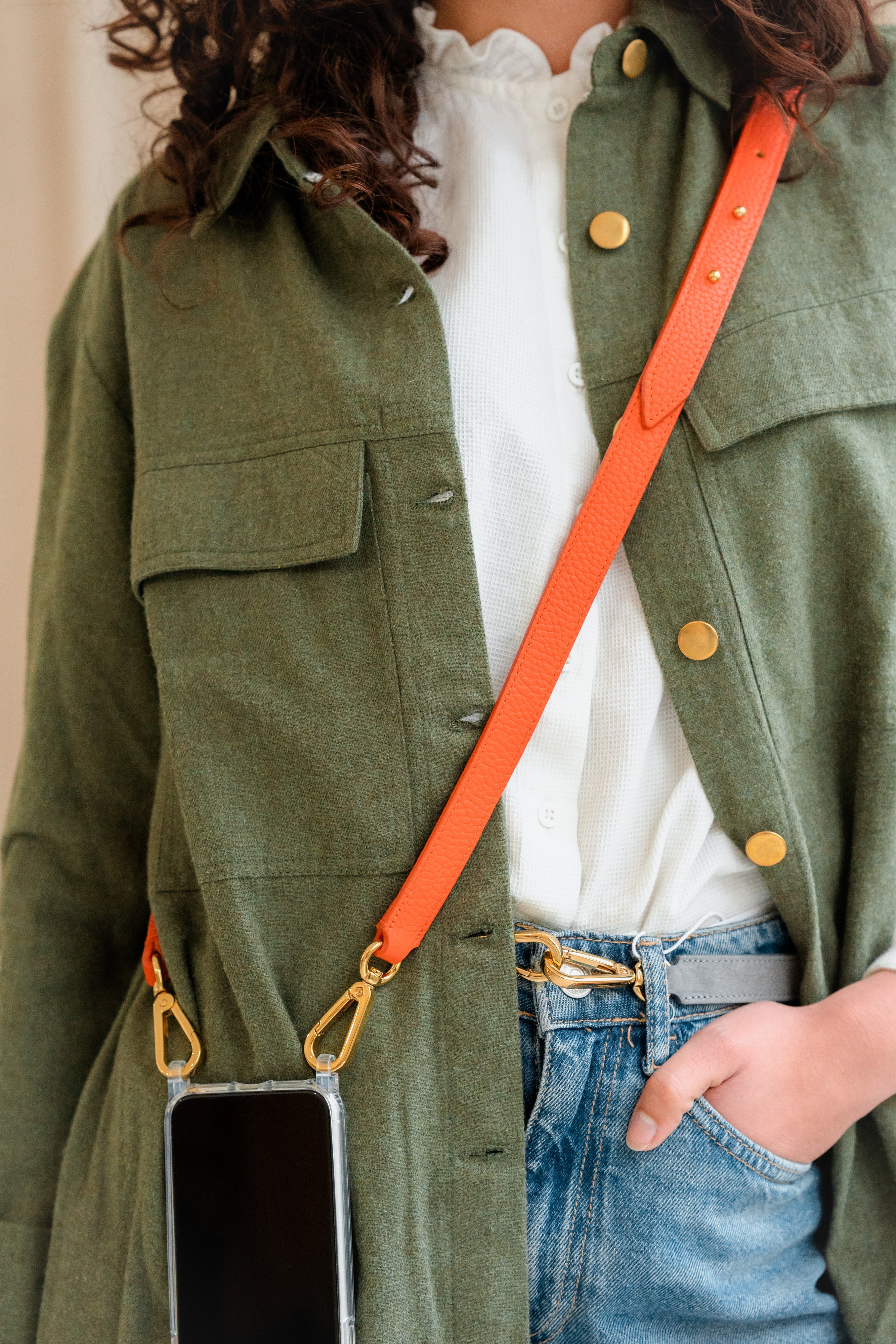 Thin shoulder strap, Tangerine Orange