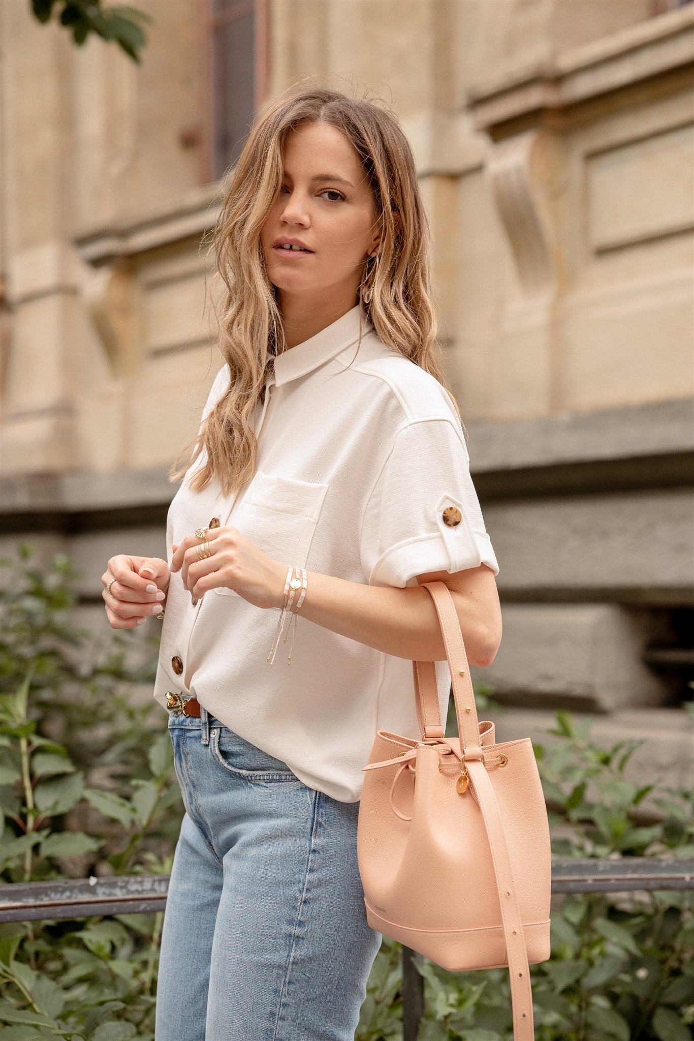 Cléome Fixed Shoulder Strap, Peach Caviar