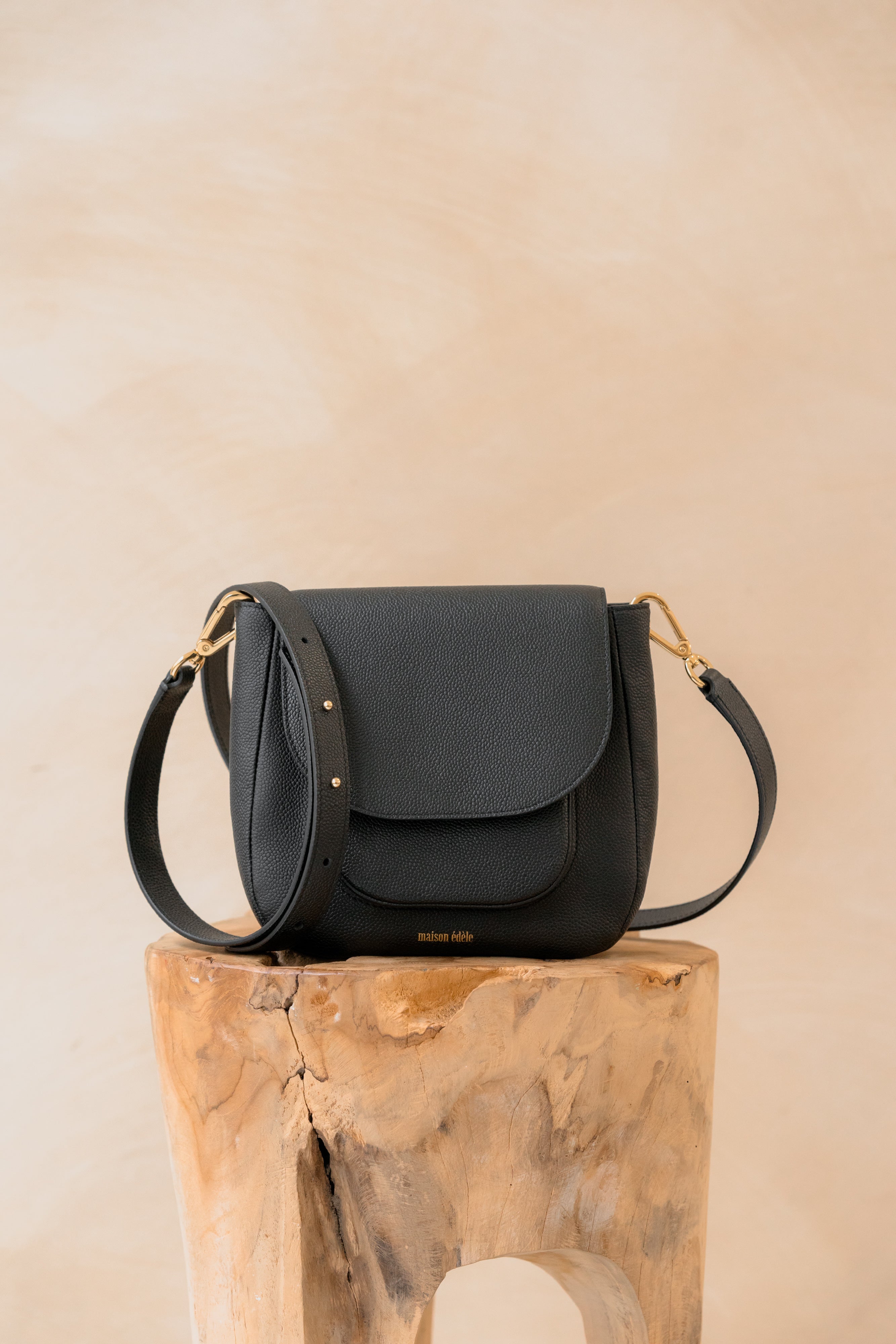 Édèle Noir Caviar Mat, Bandoulière Fine, Noir Caviar Mat