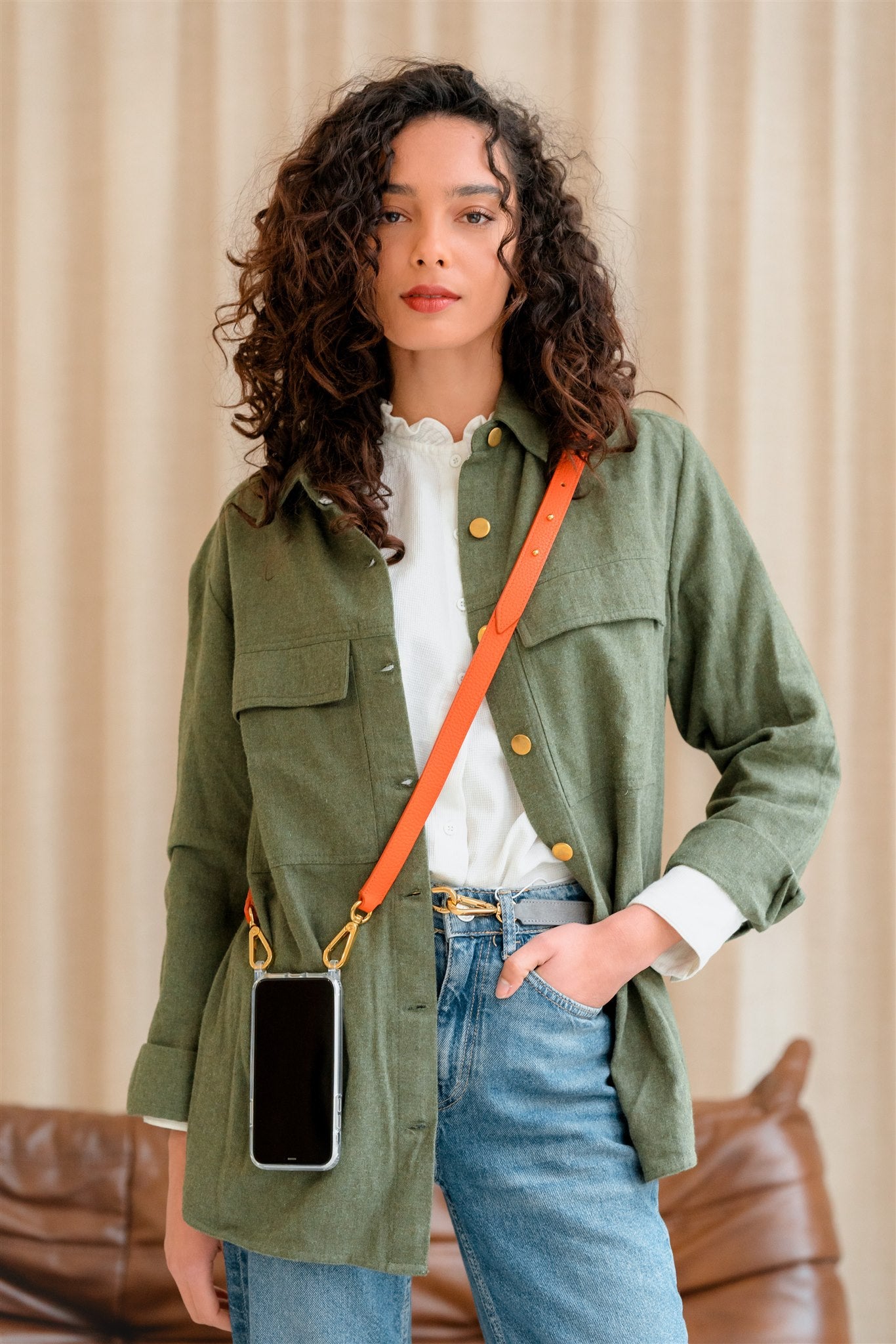 Bandoulière Fine, Orange Tangerine