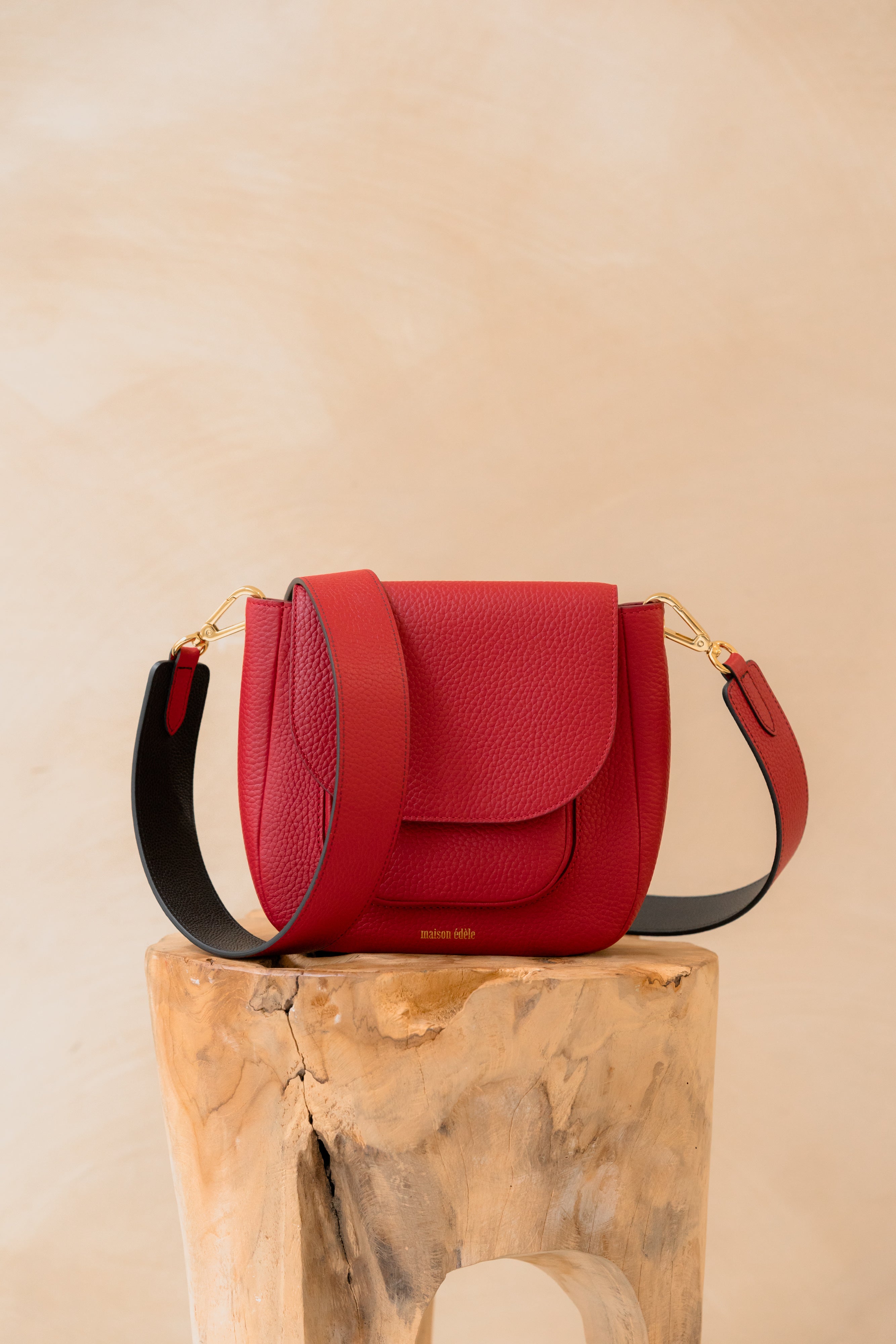 Édèle Rouge Bisous, Bandoulière Large Rouge Bisous et Noir Caviar