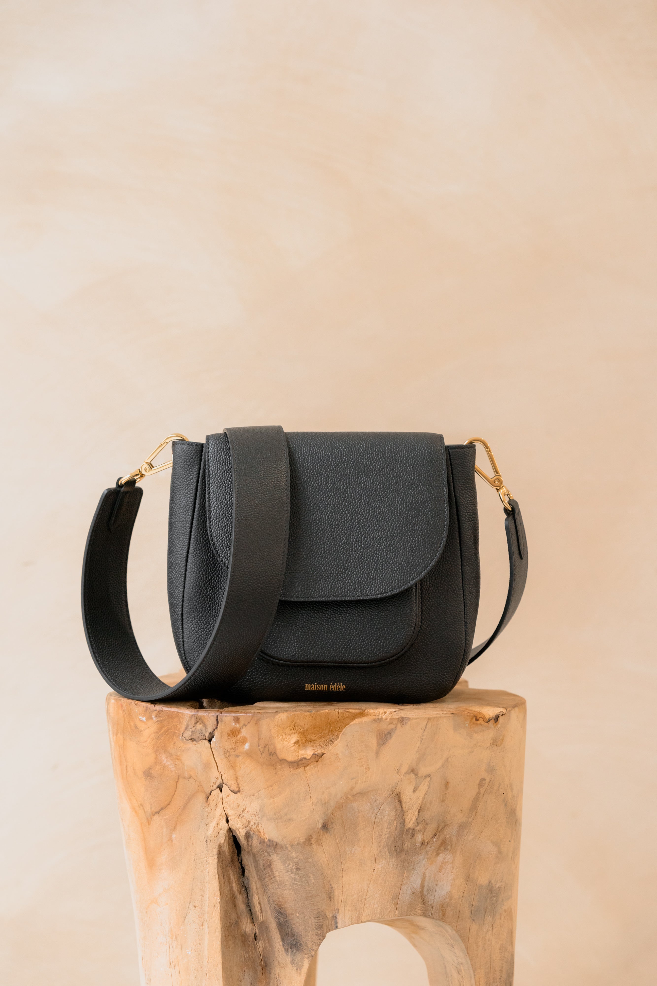 Édèle Noir Caviar, Bandoulière Large Noir Caviar